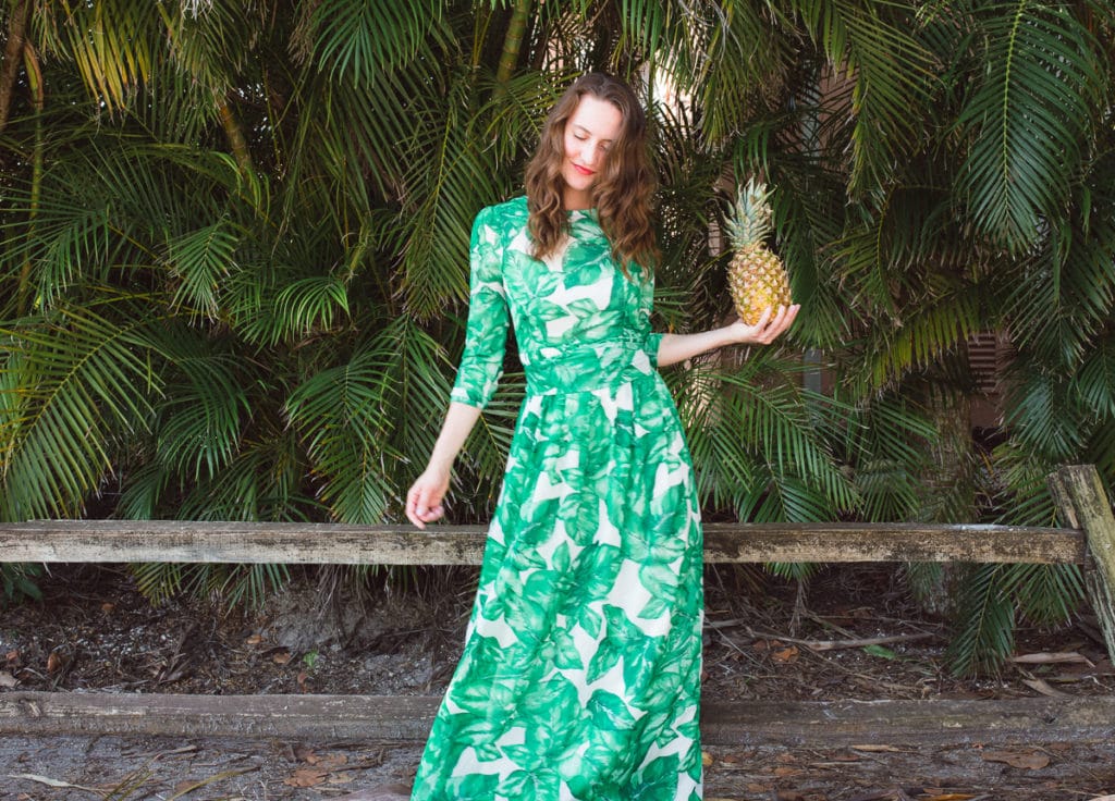 Palm leaves and pineapple