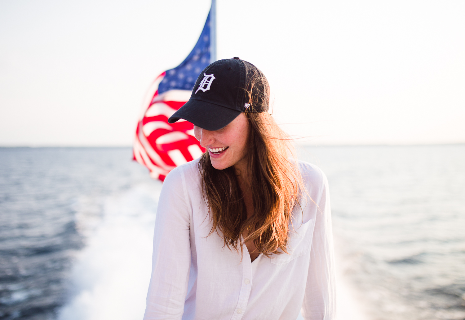 Top: Cotton white button down | Hat: MLB Adjustable Detroit Tigers Hat