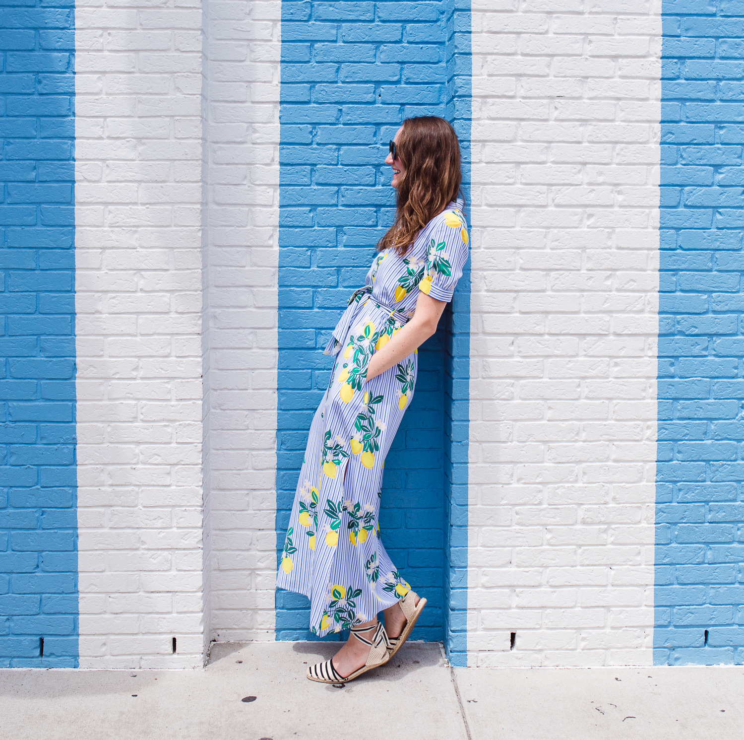 lemon print shirt dress