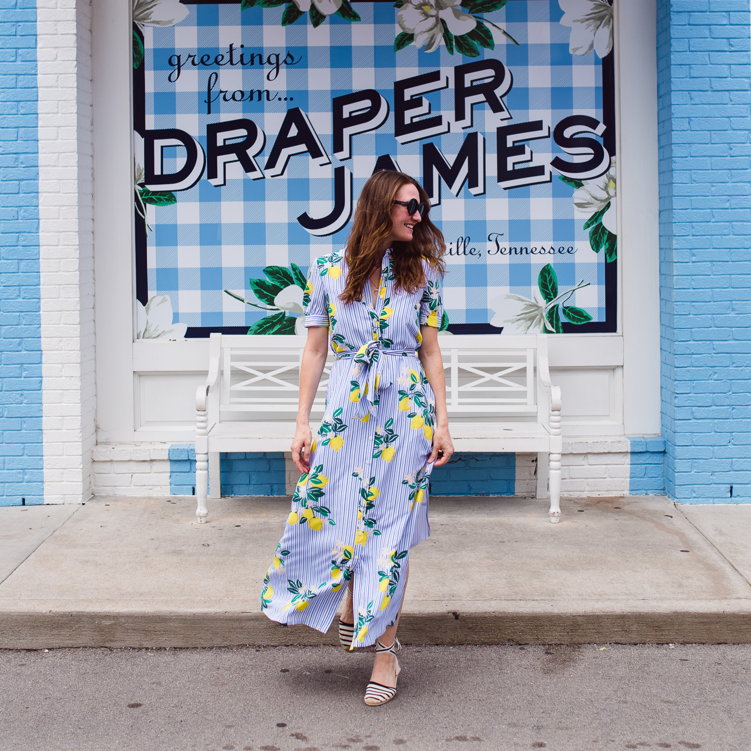 lemon print shirt dress