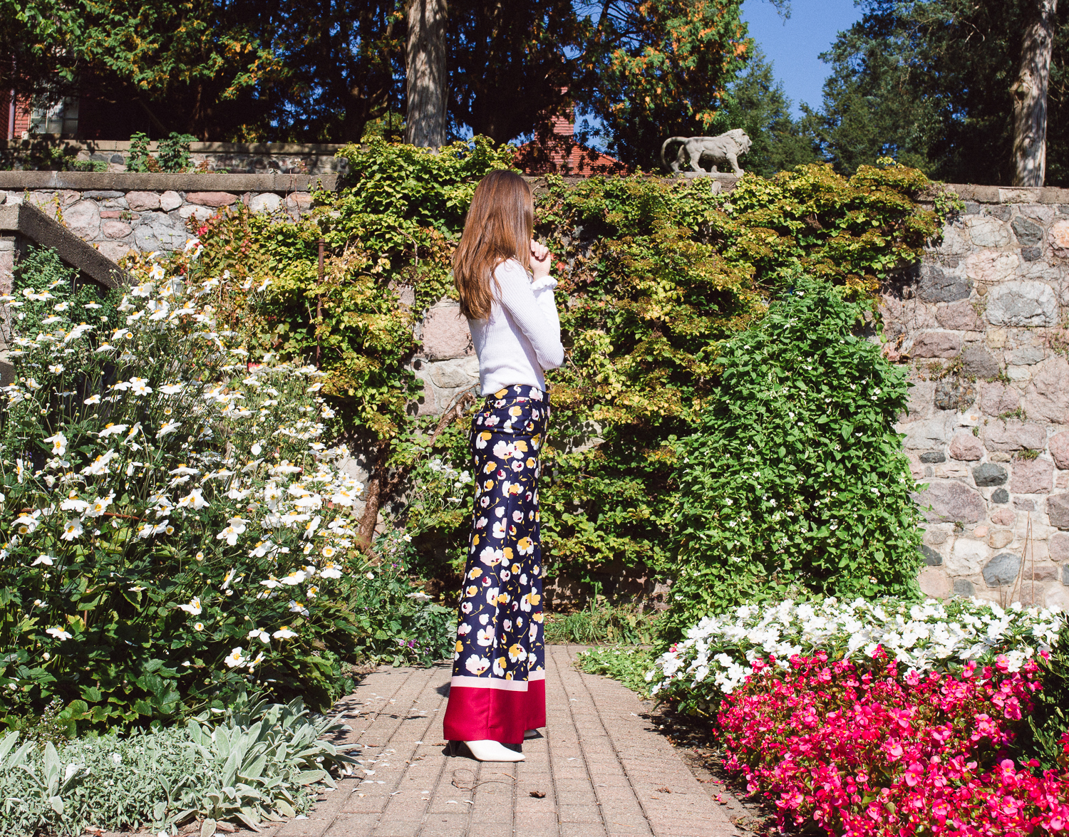 Pants: Boden Hotch Potch Hem Wide Leg Pants | Booties: Halogen Bergen Booties. | Top: Ruffle Sleeve Sweater from Ann Taylor.