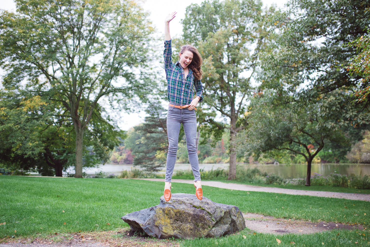 Classic Fit Shirt in Green + Pink Plaid