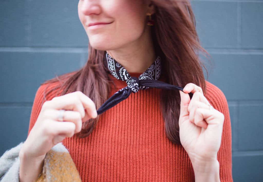 A little style trick I've been doing lately is adding a simple bandana to sweaters