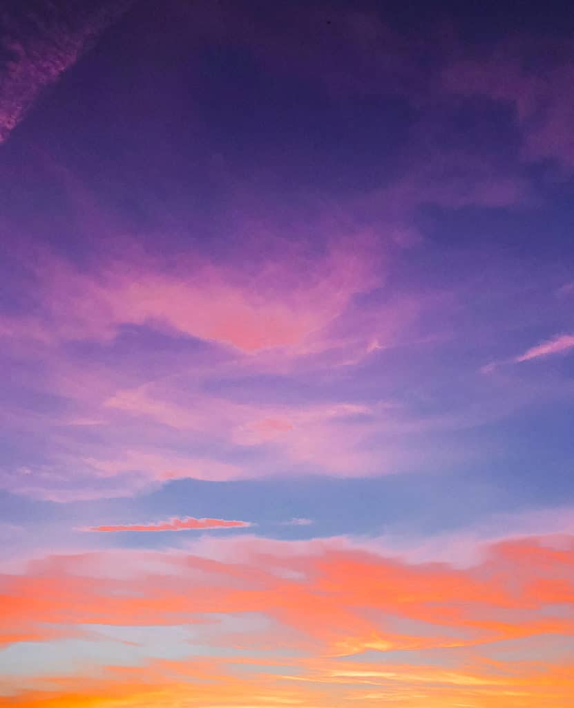 A colorful sunset, which we watched while sipping wine on the rooftop of The Bohemian.