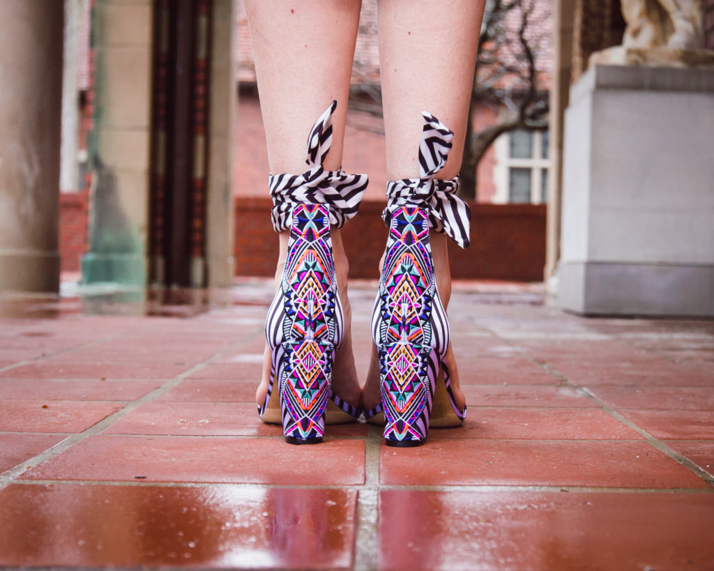 Black and white stripe high heels, INC heels