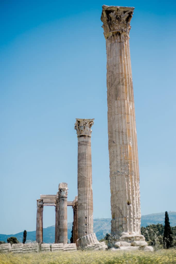Columns of ancient ruins, Athens Greece