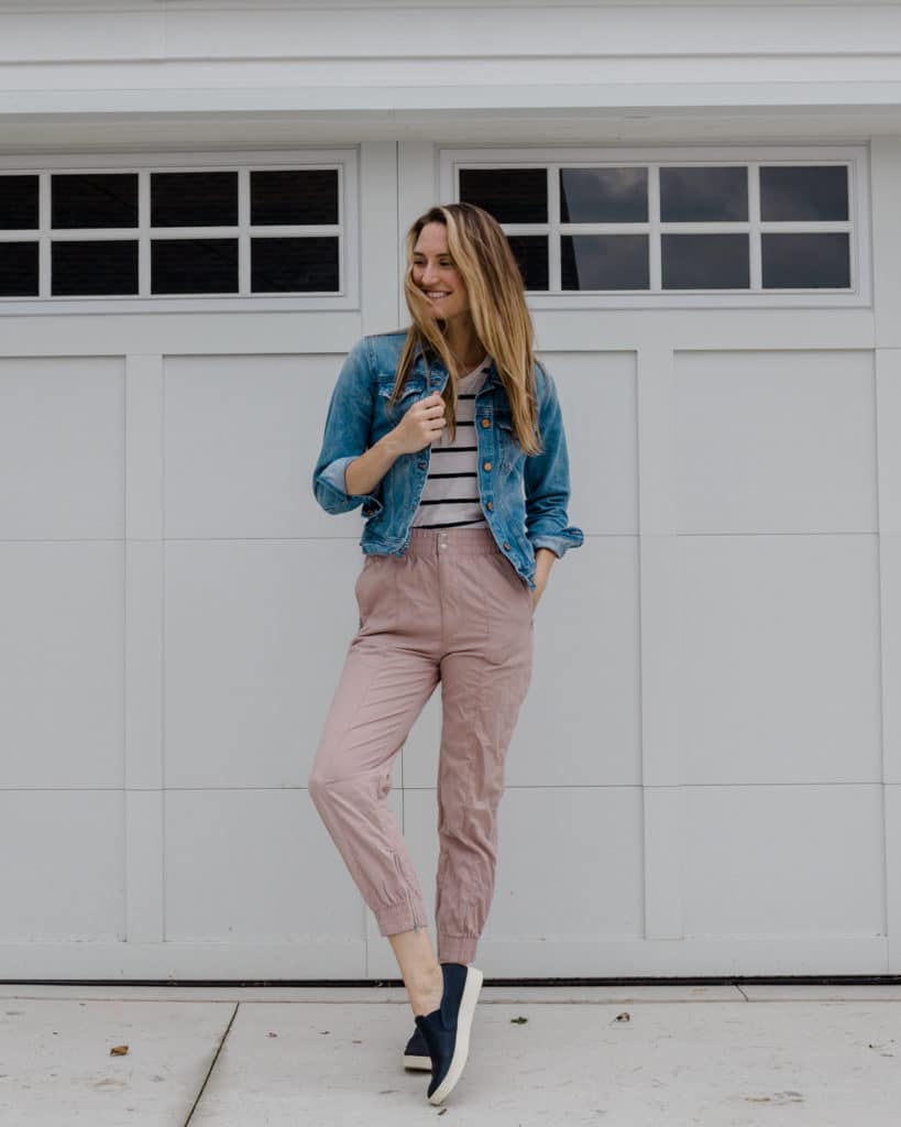 Sofft Shoes, Sofft slip ons, J.Crew Jean Jacket, Madewell Tee