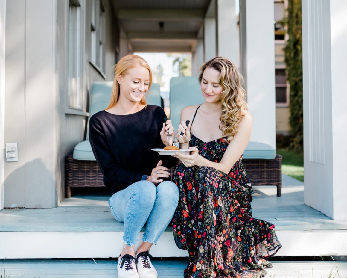 Eating delicious pumpkin bread