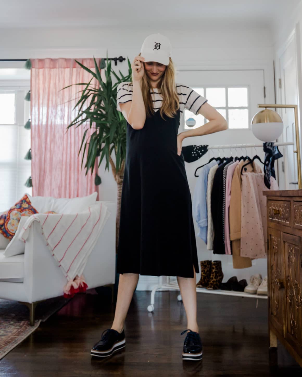 Platform sneakers, slip dress over a t-shirt