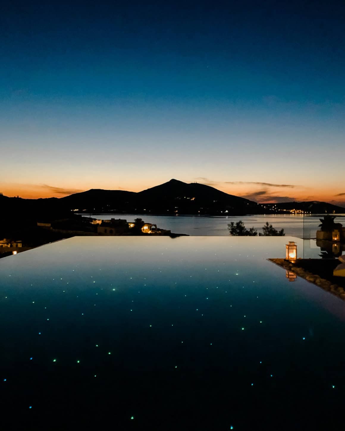 Hotel Senia at night, affordable hotels in Paros, Best places to stay in Naoussa
