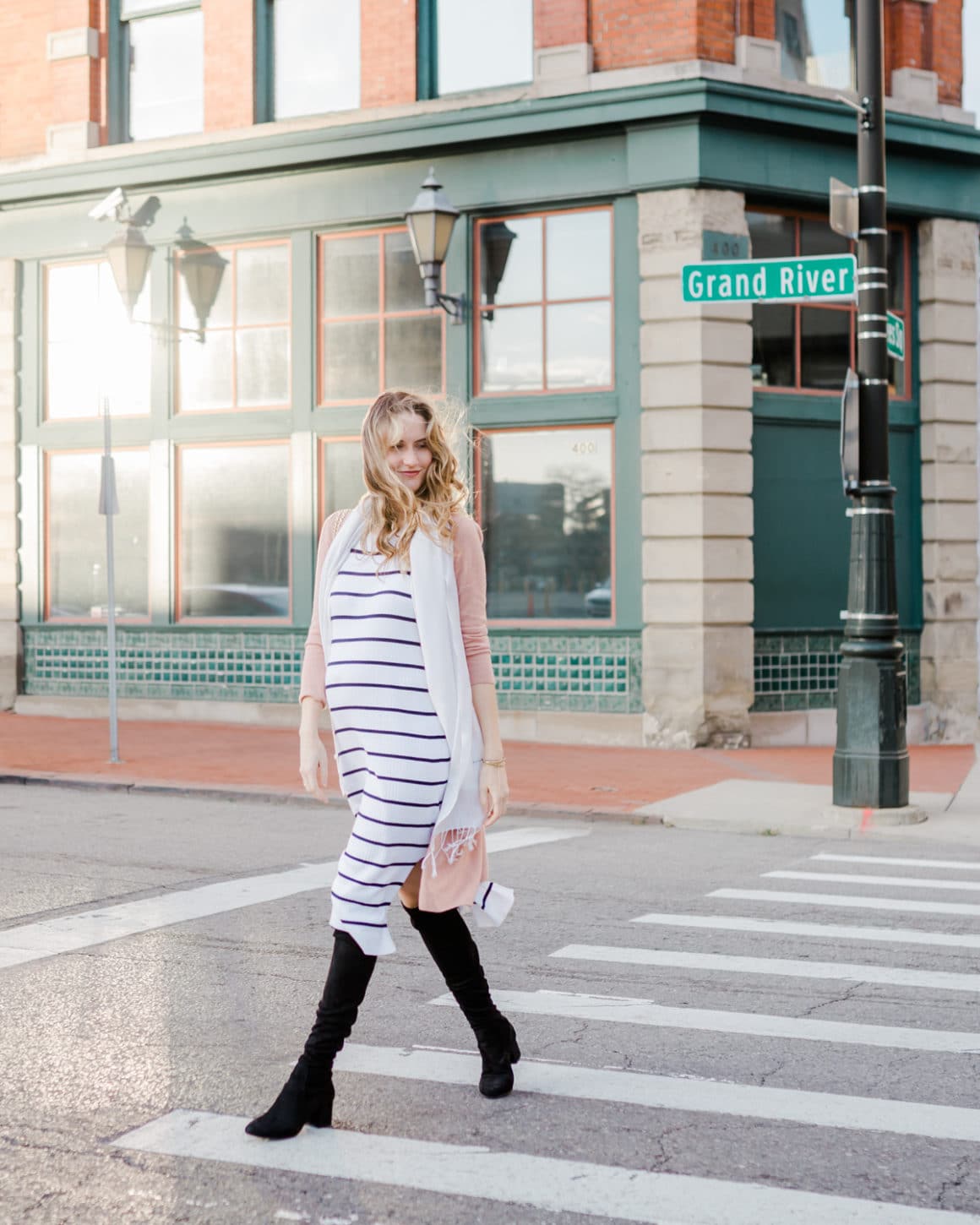 Stripe dress and over the knee boots Stripe dress and over the knee boots | blogging as a career