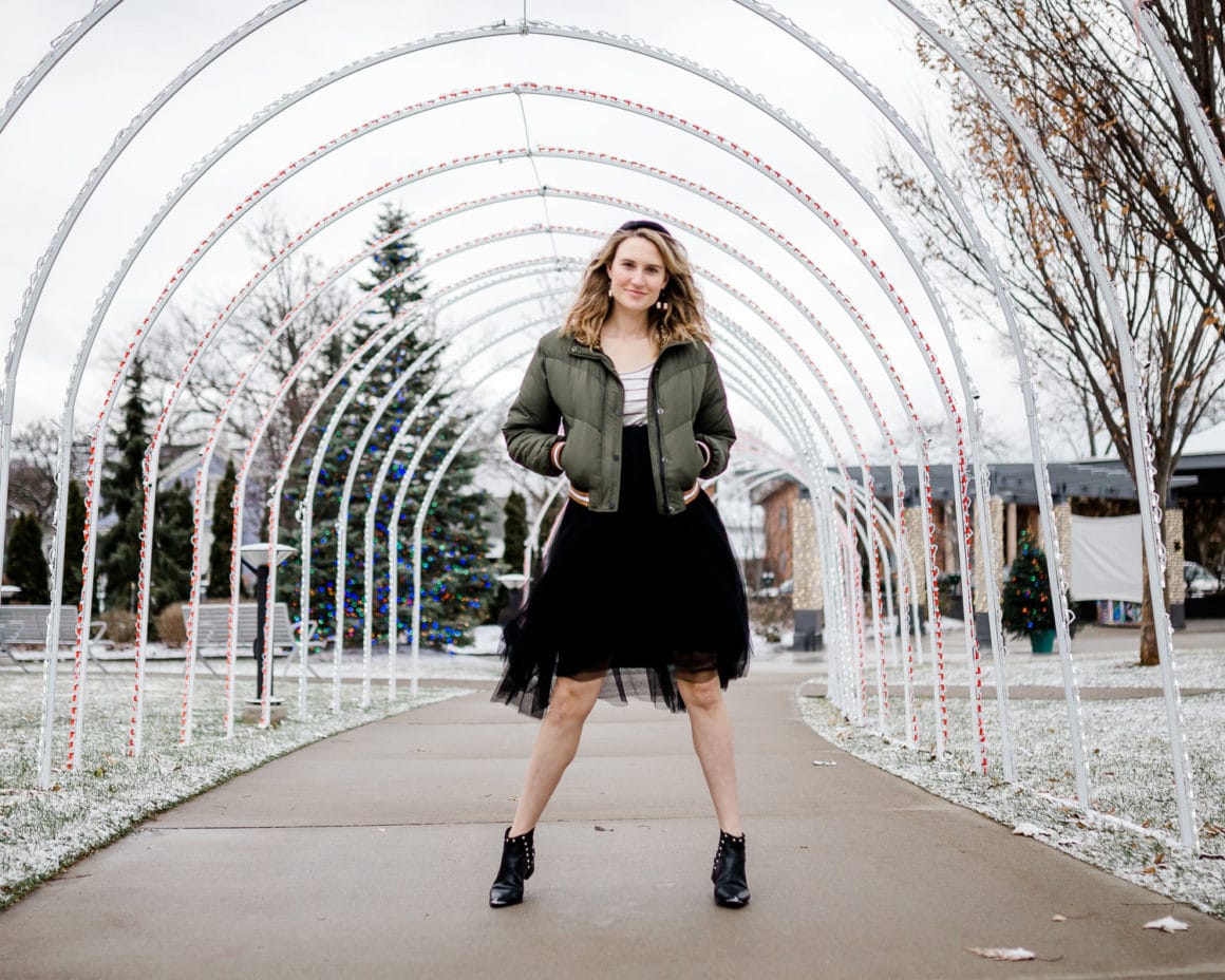 Evereve bomber jacket outfit