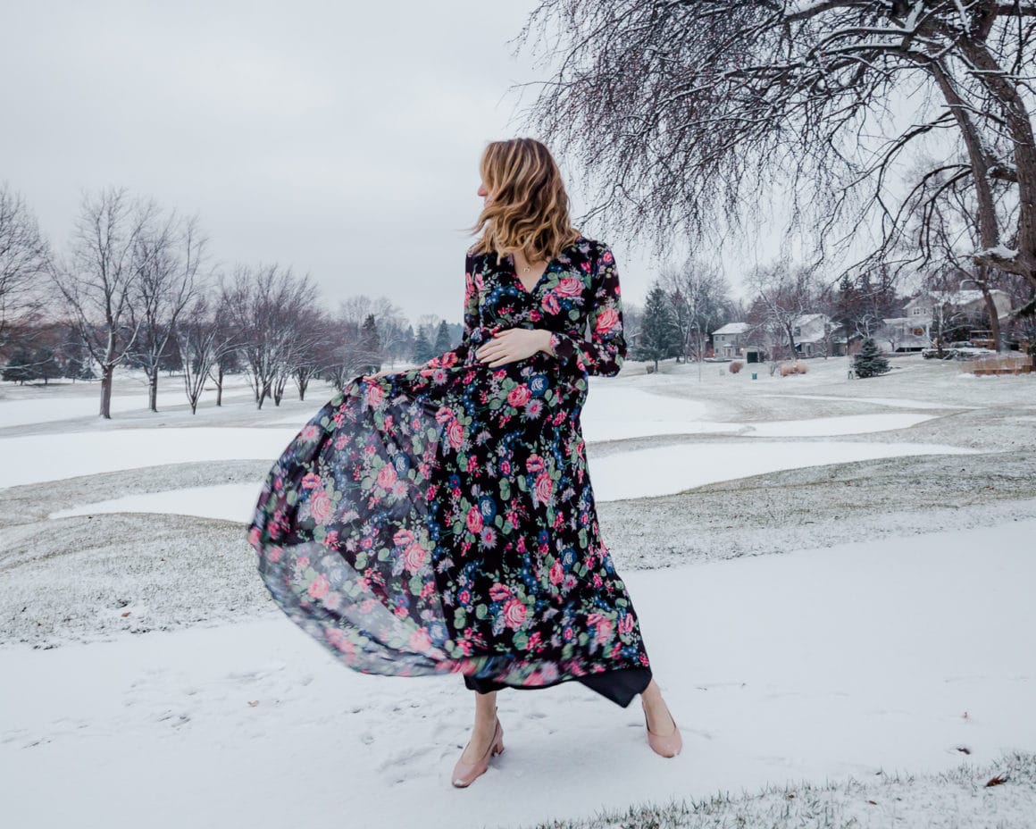 Floral maternity maxi dress