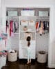 DIY Kids Closet Makeover, constellation wallpaper, girls closet organization