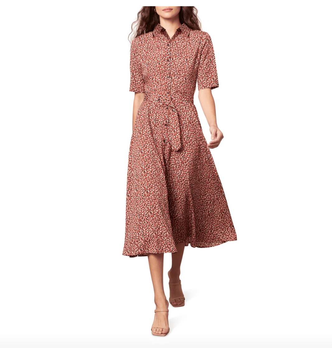 Confetti Print Midi Shirt Dress