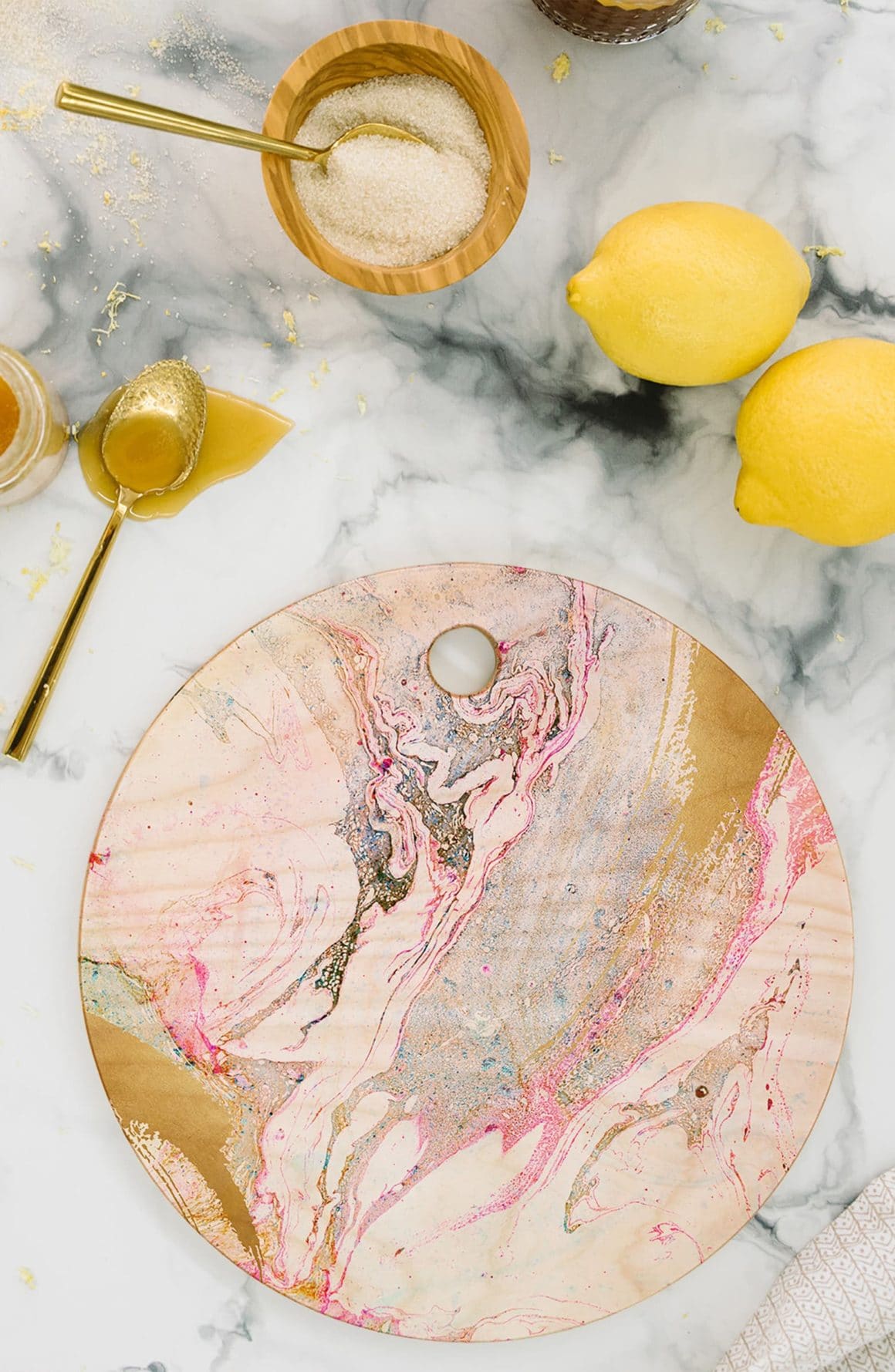 Swirled Paint Birch Wood Platter